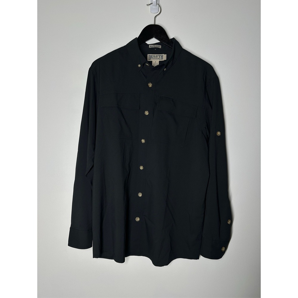Duluth Trading Co Black Long Sleeve Button Down Shirt Untucked Utility Gorpcore
